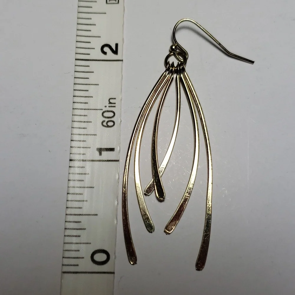 Gold Tone Dangle Earrings - Picture 2 of 3